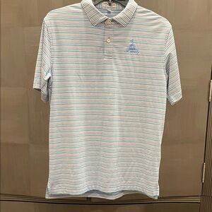 Peter Millar Light Blue and White Polo